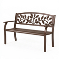 Gartenbank 122 x 61 x 88 cm aus Metall Braun mit Blattmuster