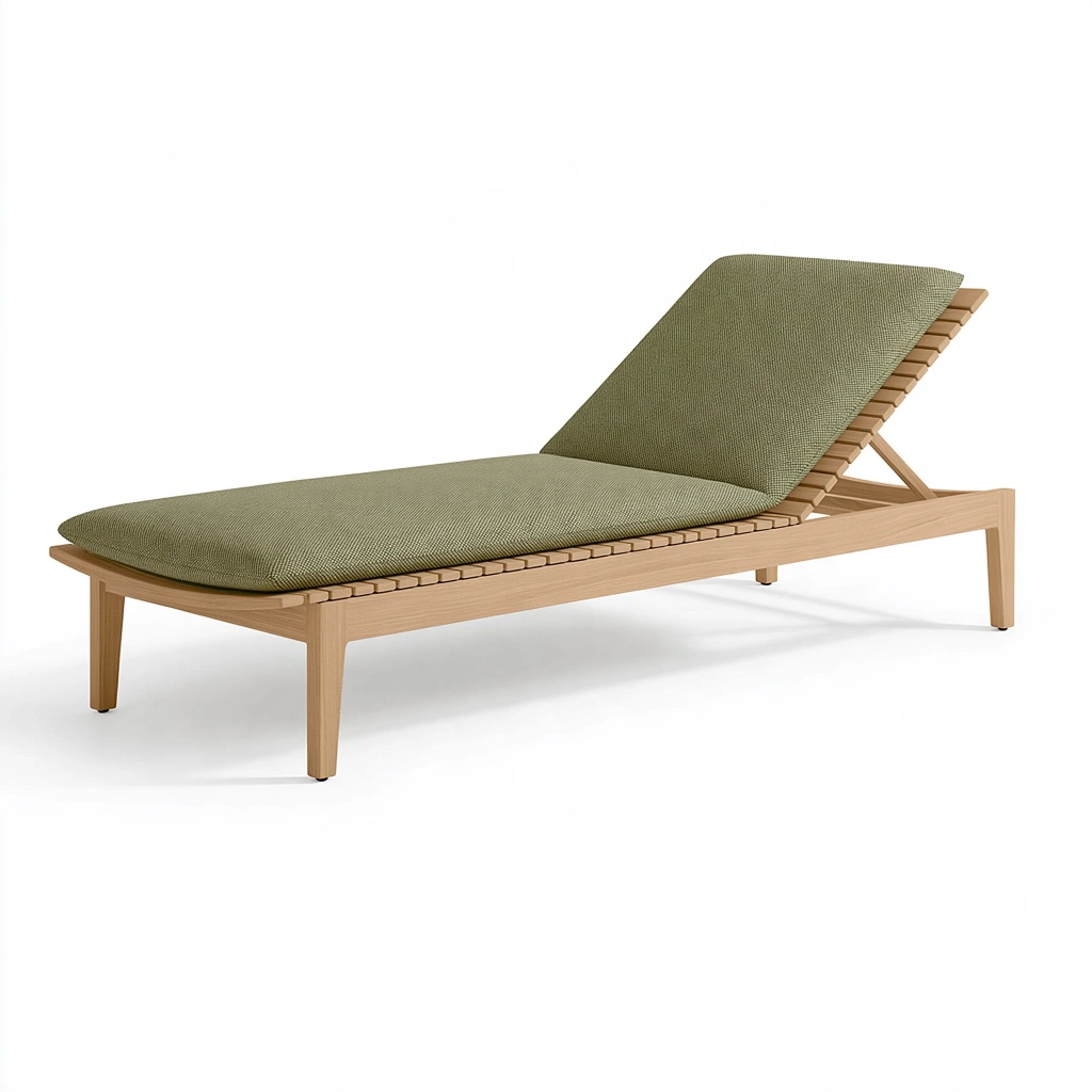 Gartenliege 200 x 70 cm Holz Naturholz/Olive mit verstellbarer Rückenlehne