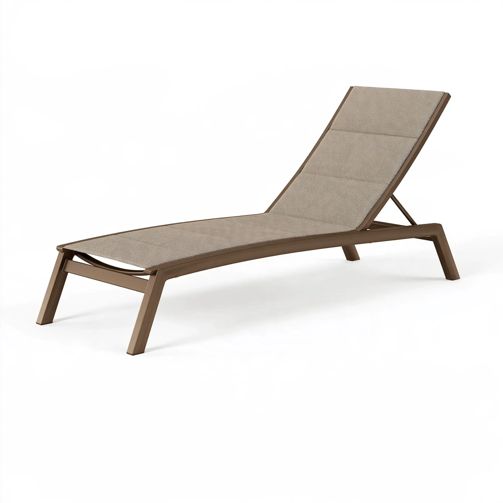 Gartenliege 200 x 70 cm mit Metallgestell in Taupe und Braun - verstellbare Rückenlehne
