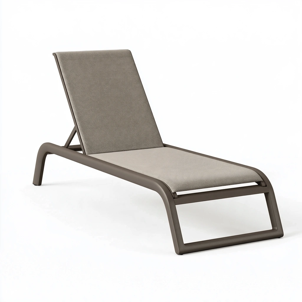 Gartenliege 195 x 68 x 90 cm Textilbespannung Taupe Metallgestell mit hoher Rückenlehne