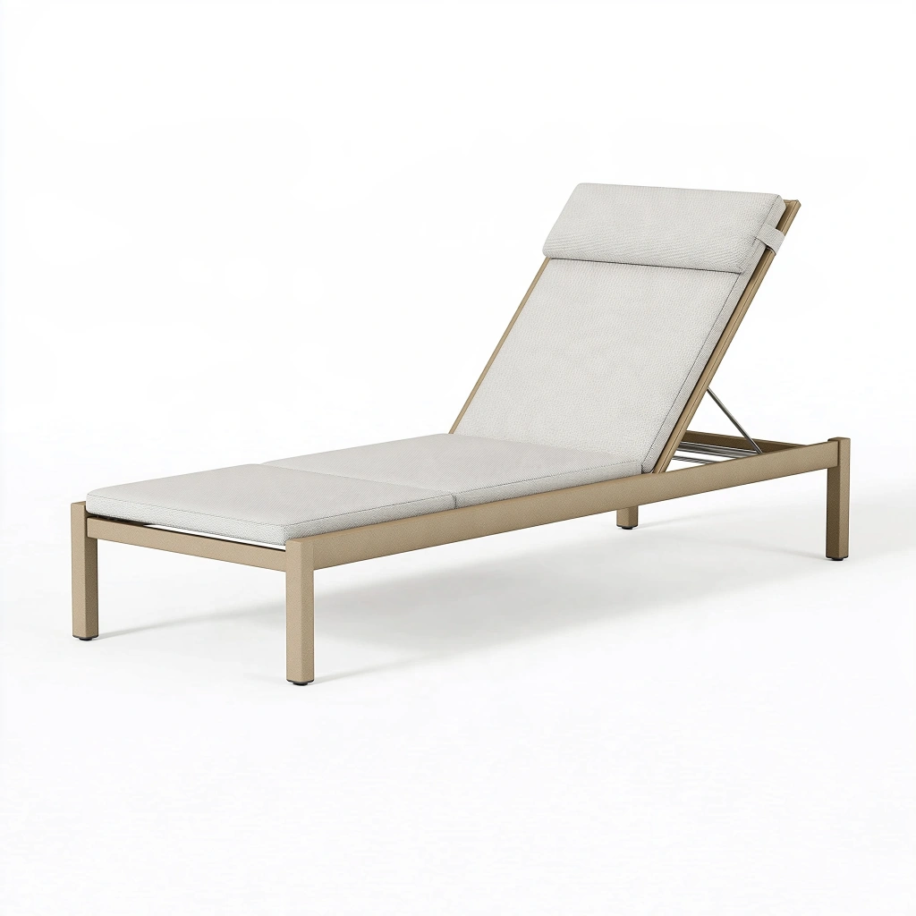 Gartenliege 200 x 70 x 85 cm mit Metallgestell in Beige Hellgrau verstellbar