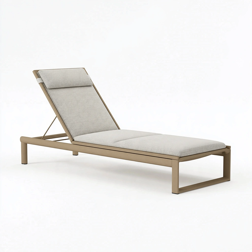 Gartenliege 200 x 70 x 85 cm mit Metallgestell in Taupe Beige verstellbar
