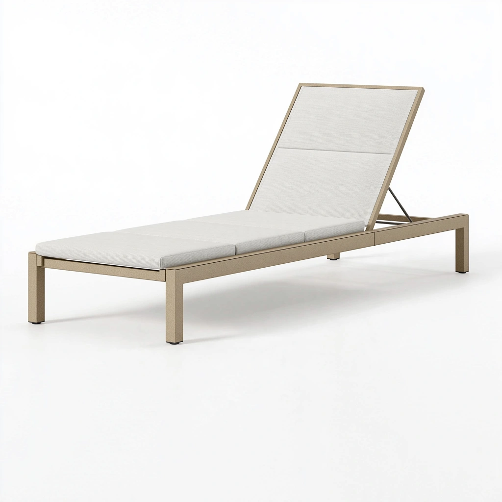 Gartenliege 200 x 70 x 35 cm Aluminium Beige Weiß verstellbare Rückenlehne