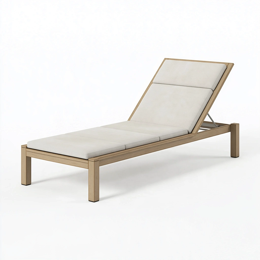 Sonnenliege 200 x 70 cm Holz Beige mit verstellbarer Rückenlehne