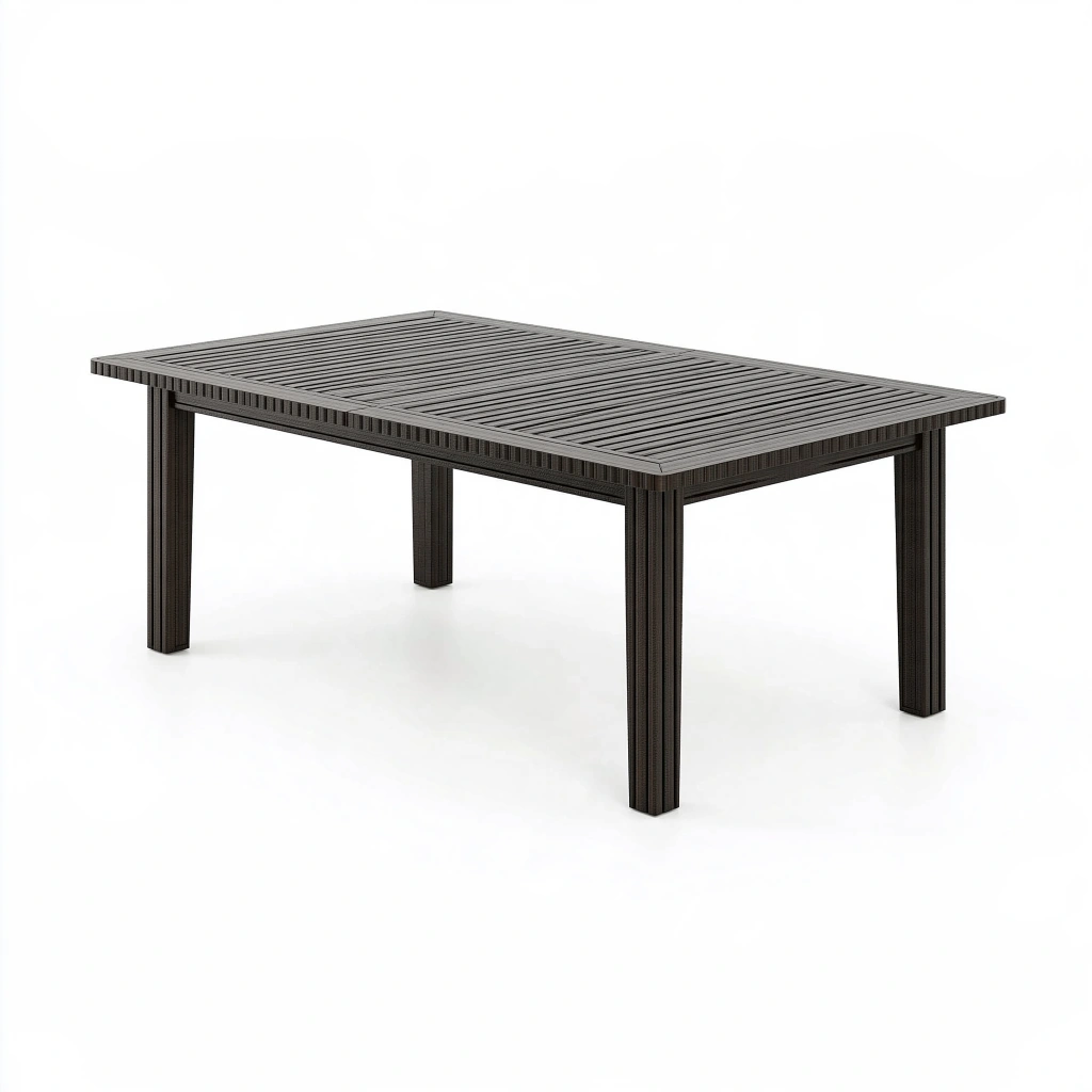 Gartentisch 180 x 100 x 75 cm dunkelbraun Kunststoffgeflecht rechteckig mit Lamellentischplatte