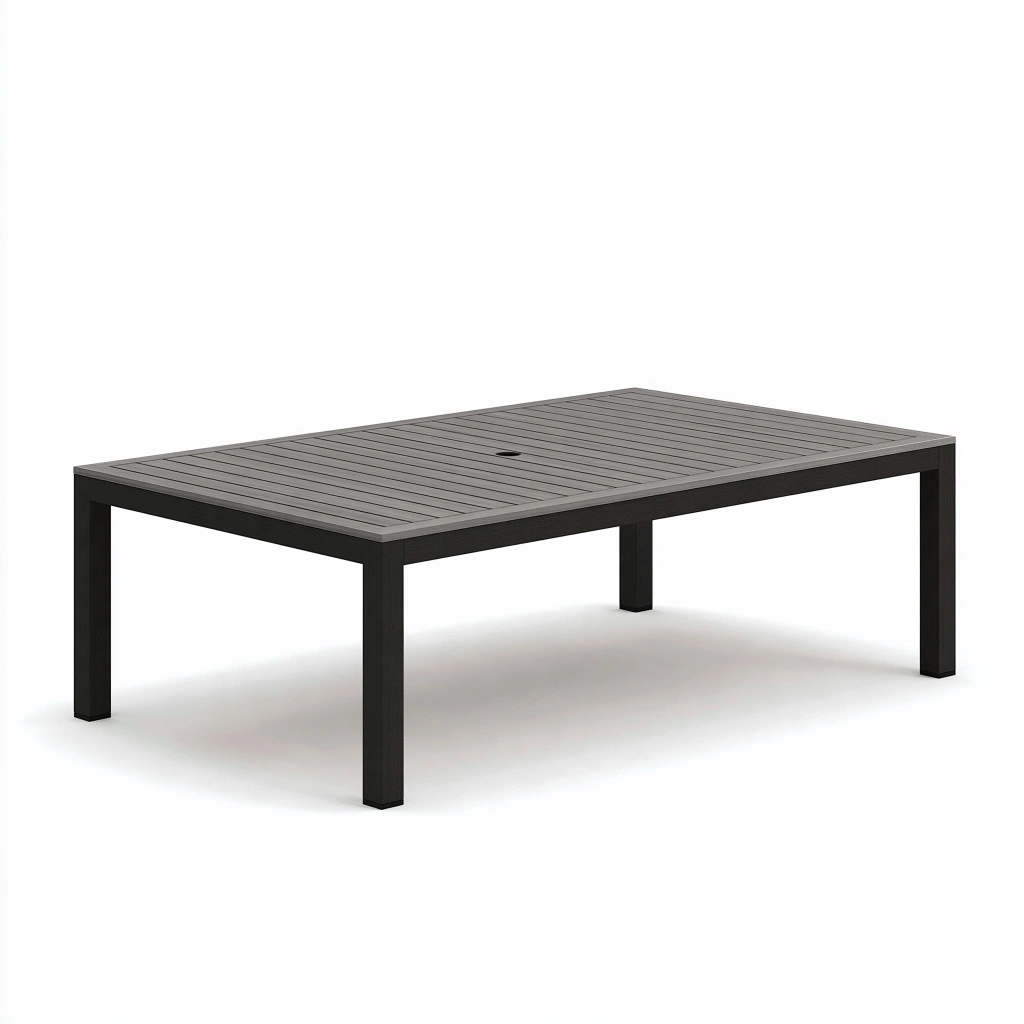 Gartentisch 200 x 100 x 75 cm Aluminium Anthrazit rechteckig mit Lamellenplatte
