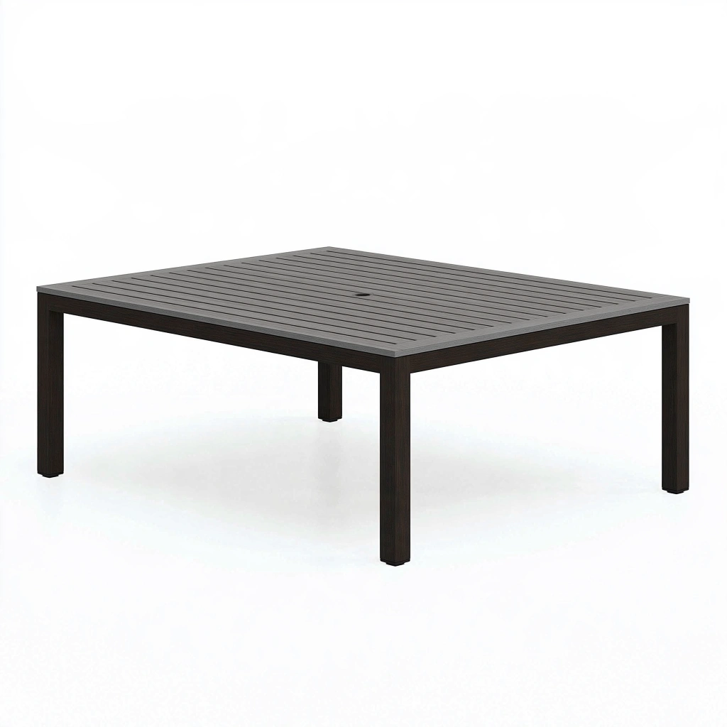 Gartentisch 180 x 100 x 75 cm Aluminium Dunkelbraun mit Lamellenplatte