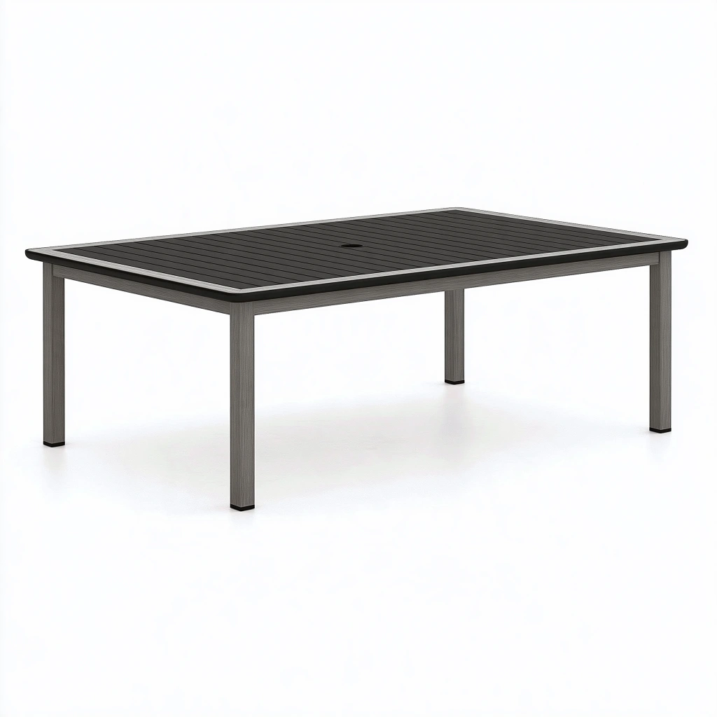 Gartentisch 180 x 90 x 75 cm Aluminium Grau Rechteckig mit Lamellenplatte