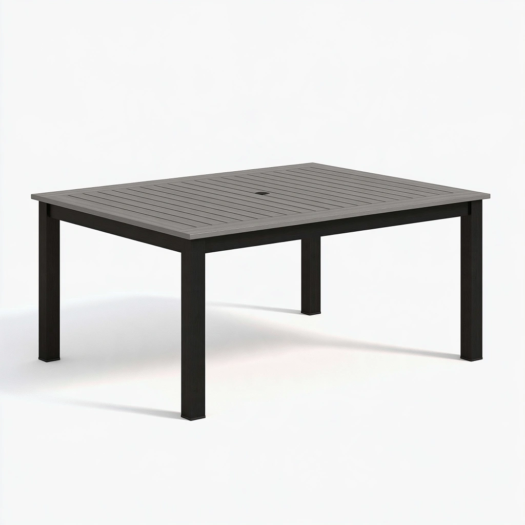 Gartentisch 150 x 90 x 74 cm Aluminium Anthrazit rechteckig mit Schirmloch