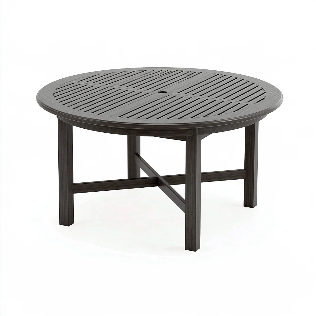 Runder Gartentisch 120 cm Kunststoff Dunkelgrau mit Schirmloch