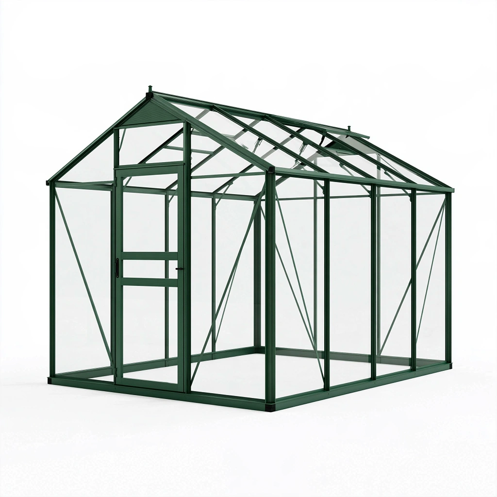 Gewächshaus 190 x 190 x 195 cm Metall Grün mit transparenten Paneelen und Schiebetür