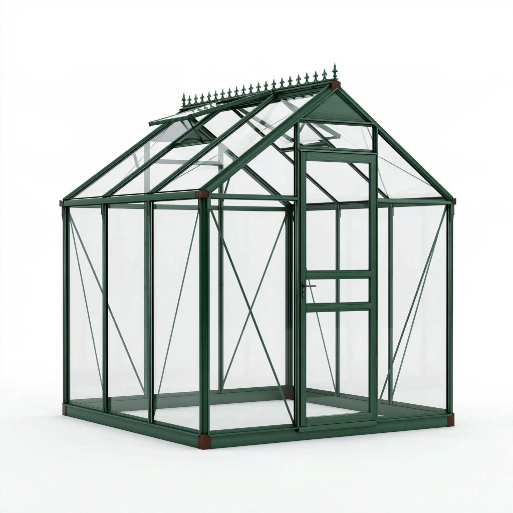 Gewächshaus 245 x 190 x 250 cm Aluminium Glas Dunkelgrün mit Schiebetür