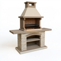 Gartengrillkamin 150 x 75 x 220 cm aus Beton Beige Braun für Außenbereich mit Kaminhaube